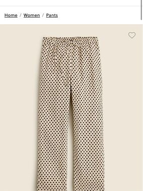 J. Crew Beige and Black Polka Dot Drawstring 100% LinenPants